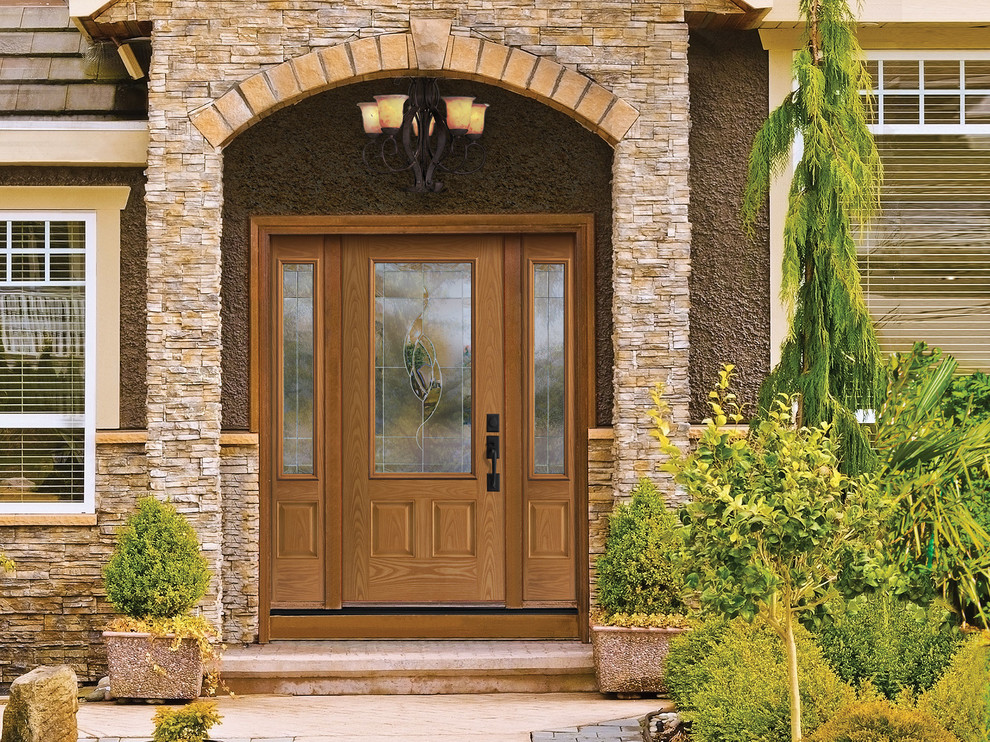Masonite Belleville Oak 2 Panel Lite Exterior Fiberglass Door with