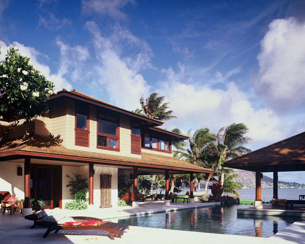 World-inspired house exterior in Hawaii.