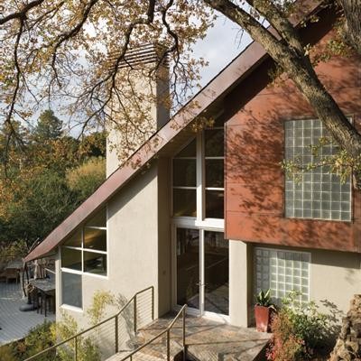Design ideas for a contemporary house exterior in San Francisco with a pitched roof.