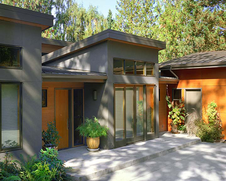 Стильный дизайн: двухэтажный дом в современном стиле с односкатной крышей - последний тренд