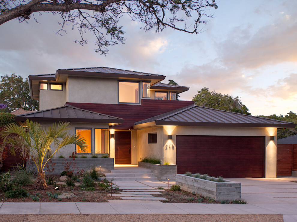 Design ideas for a contemporary house exterior in Santa Barbara.
