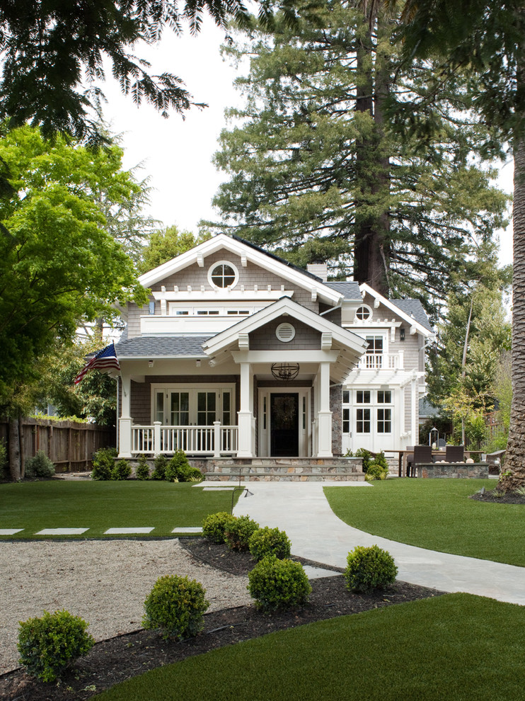 Inspiration for a timeless gray two-story wood exterior home remodel in San Francisco