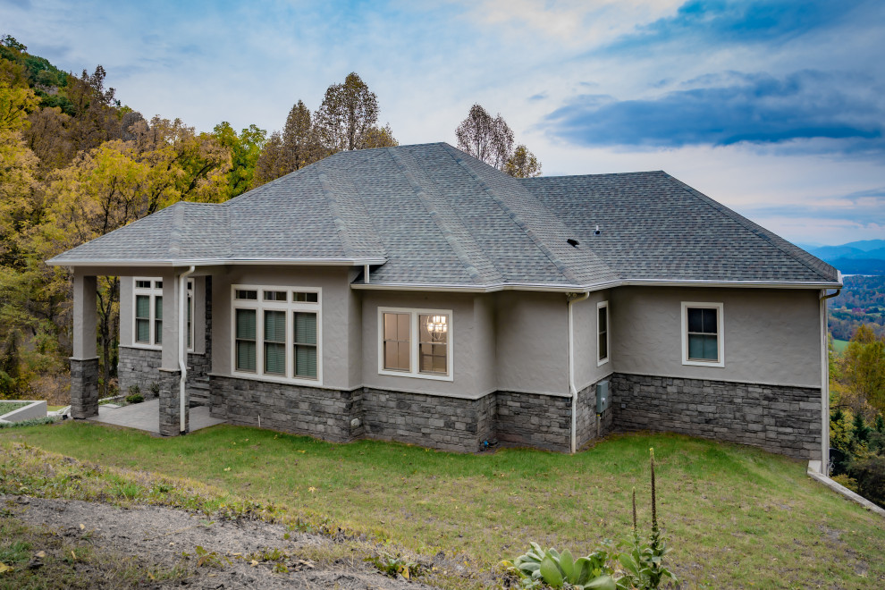 Misty Mountain: Transitional Stucco Home - Transitional - Exterior ...