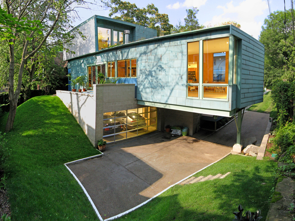 Источник вдохновения для домашнего уюта: дом в стиле модернизм с облицовкой из бетона