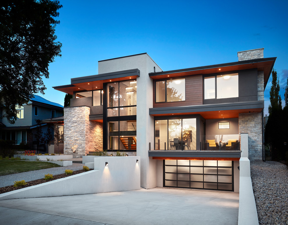 Идея дизайна: двухэтажный дом в стиле модернизм
