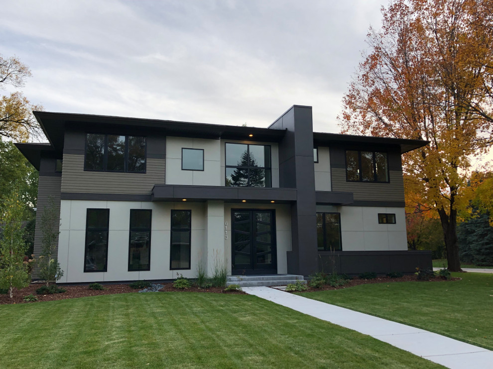 Design ideas for a modern house exterior in Minneapolis.