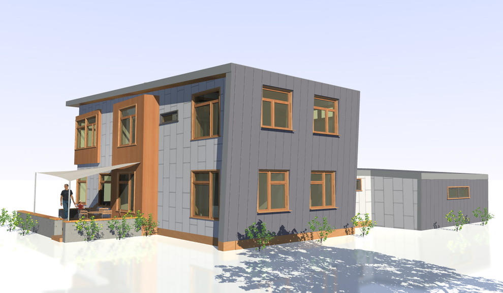 Design ideas for a modern house exterior in Grand Rapids.
