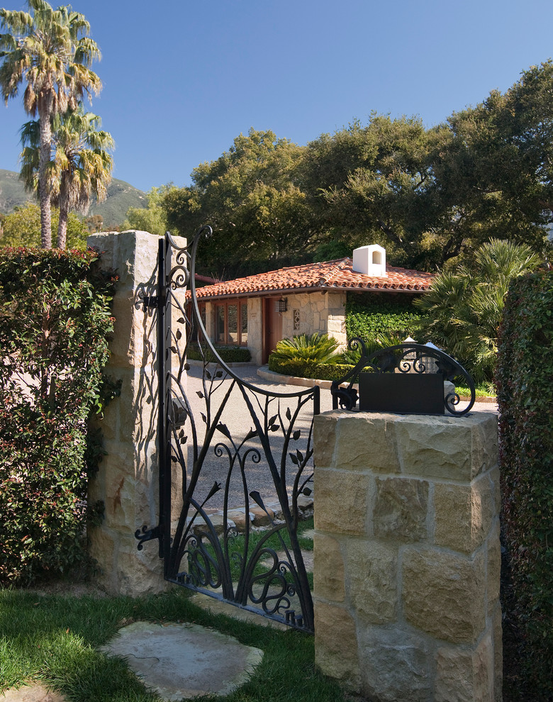 Example of a tuscan exterior home design in Santa Barbara