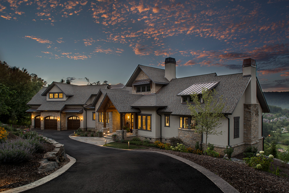 Mountain Contemporary Custom Home - Exterior From Front - Transitional