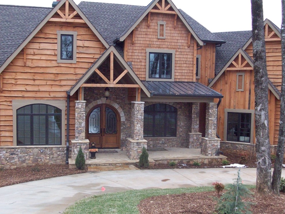 Mountain home with rustic wood siding Rustic Exterior Atlanta