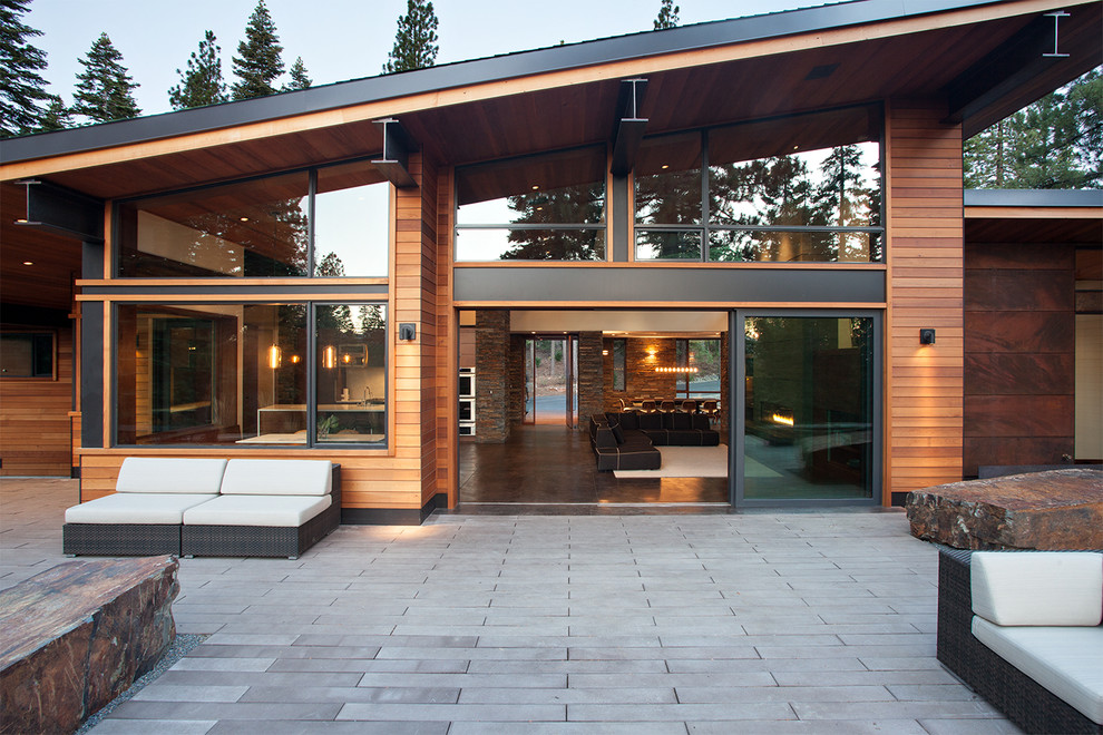Inspiration for a contemporary wood exterior home remodel in Sacramento
