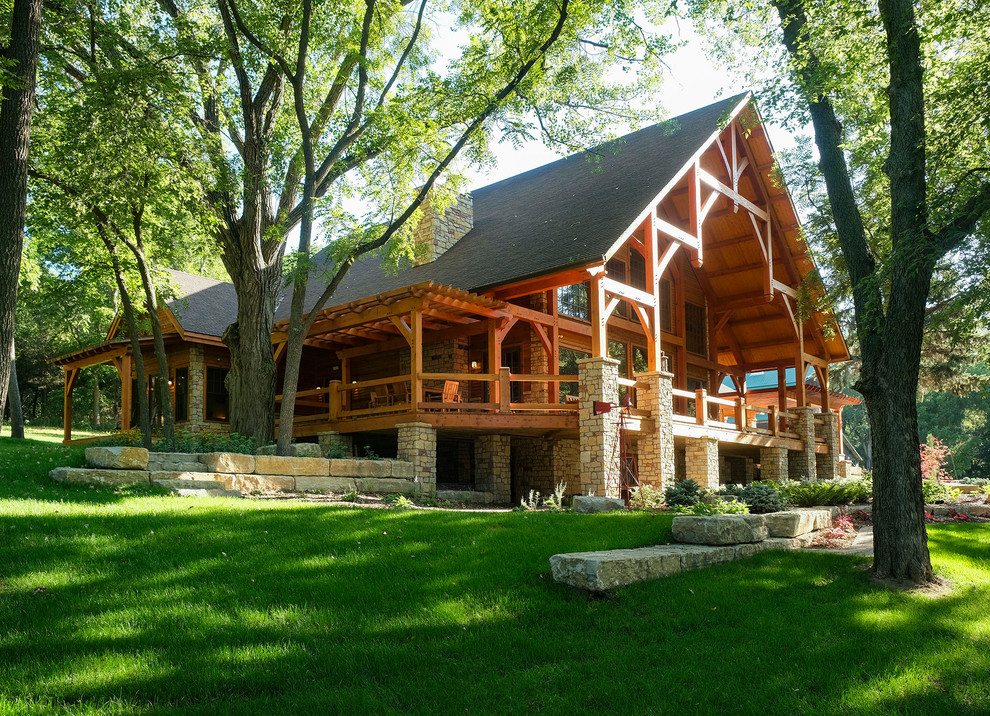 Nebraska Timber Frame Home Exterior Austin by Texas Timber Frames