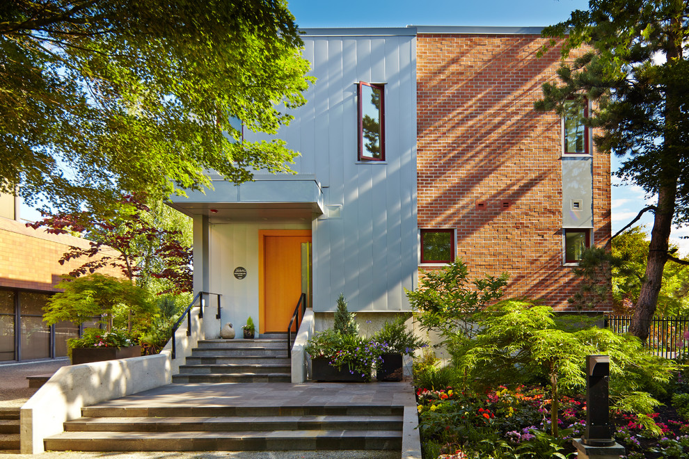 This is an example of a modern brick house exterior in Vancouver.
