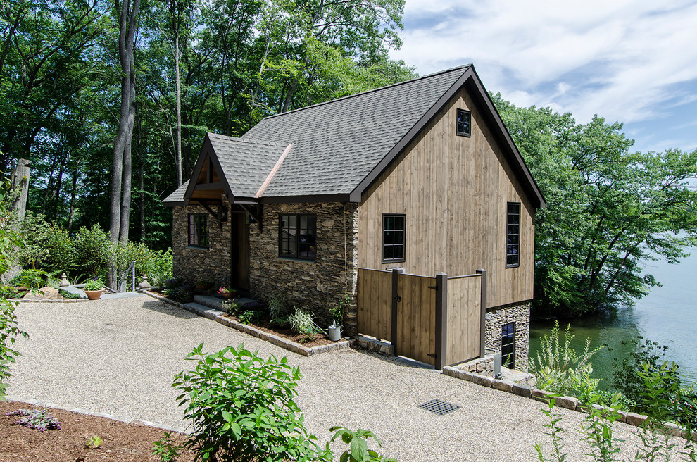 This is an example of a small rustic house exterior in New York.