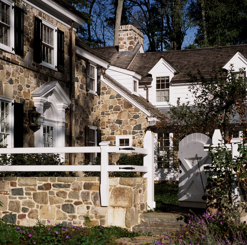 Elegant stone exterior home photo in Philadelphia