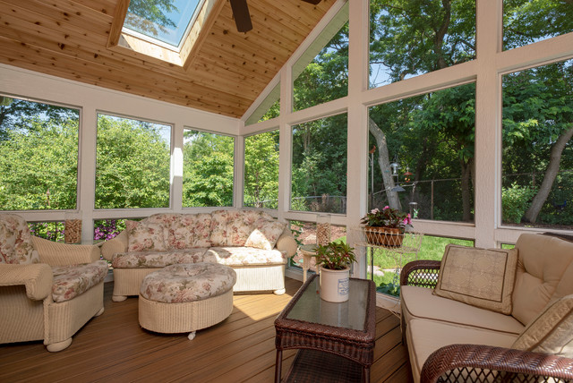 New Screened Porch on an Existing Ranch Home - Transitional - House ...