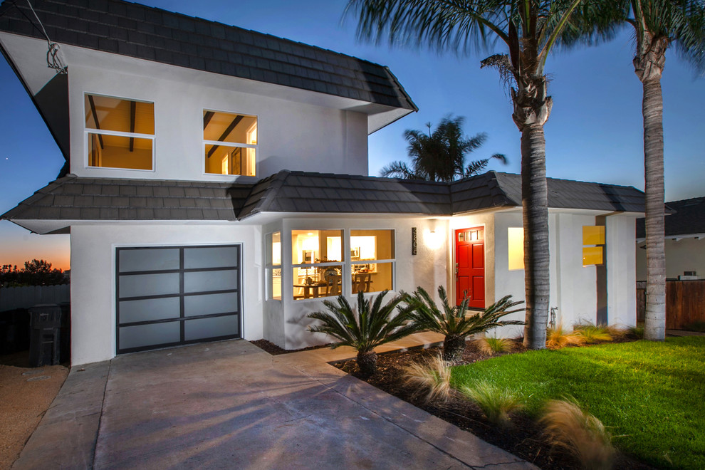 Classic two floor render house exterior in San Diego.