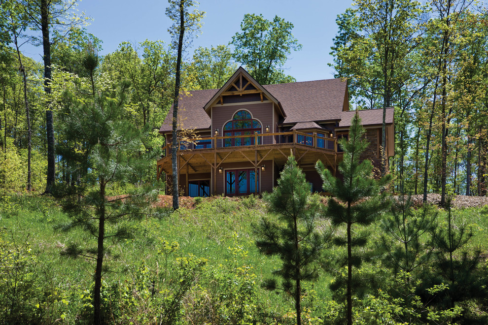 North Carolina Timber Frame Home Deck Craftsman Exterior Other by Riverbend Timber