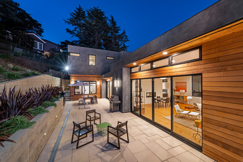 Großes, Zweistöckiges Modernes Einfamilienhaus mit Mix-Fassade und Flachdach in San Francisco
