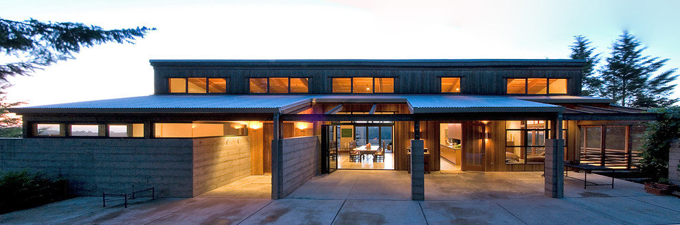 Inspiration for a contemporary two-story mixed siding house exterior remodel in San Francisco