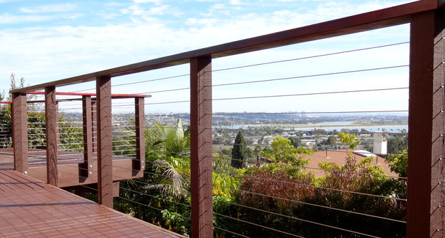 Cable Fence for Stone Patio - Contemporary - Patio - San Diego - by San  Diego Cable Railings