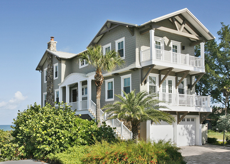 Inspiration for a coastal house exterior in Tampa.