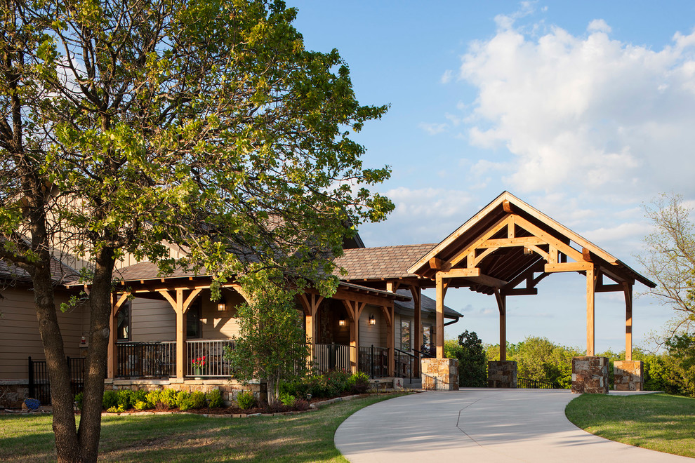 Oklahoma City Residence Timber Frame Porte Cochere Traditional