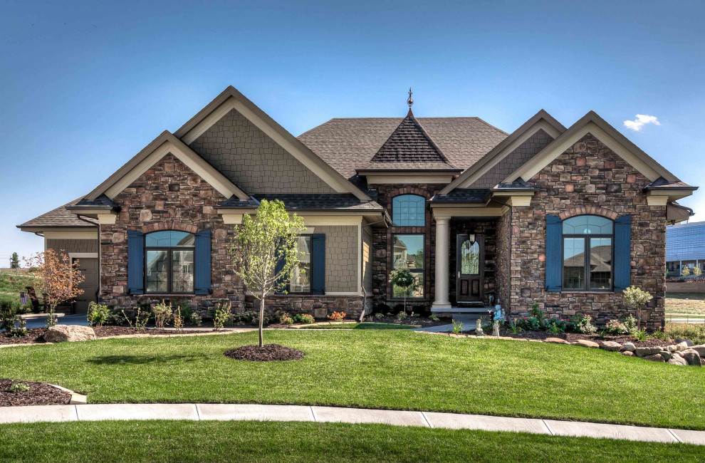 Oregon circle, Five Fountains, Omaha NE French Country Exterior