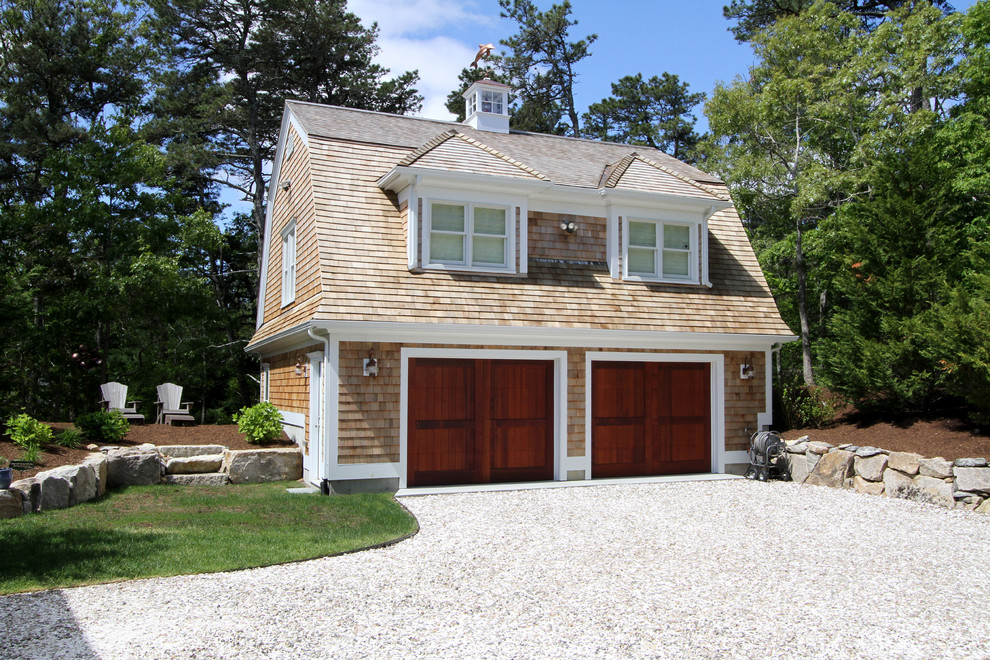 Example of a small classic two-story wood exterior home design in Boston