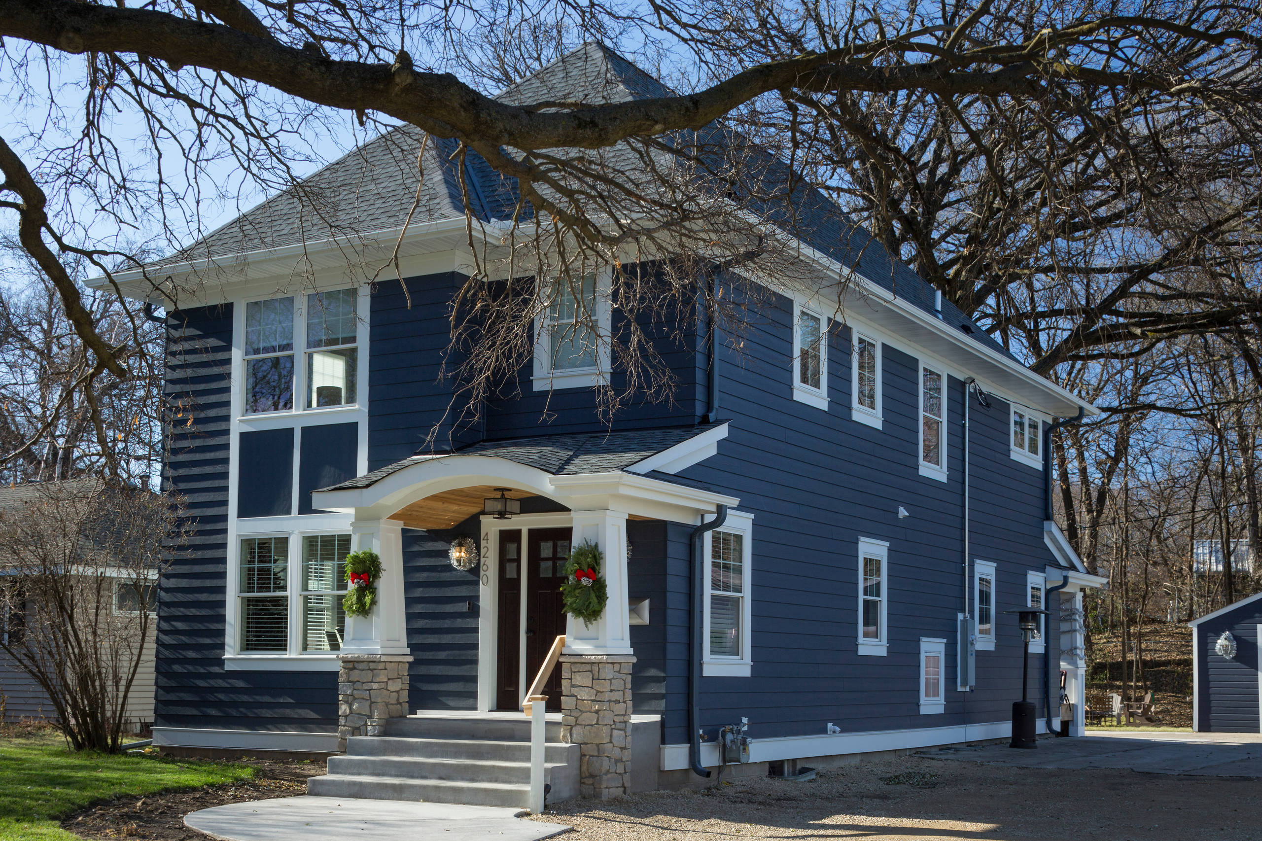 75 Blue Exterior Home with a Hip Roof Ideas You'll Love - March