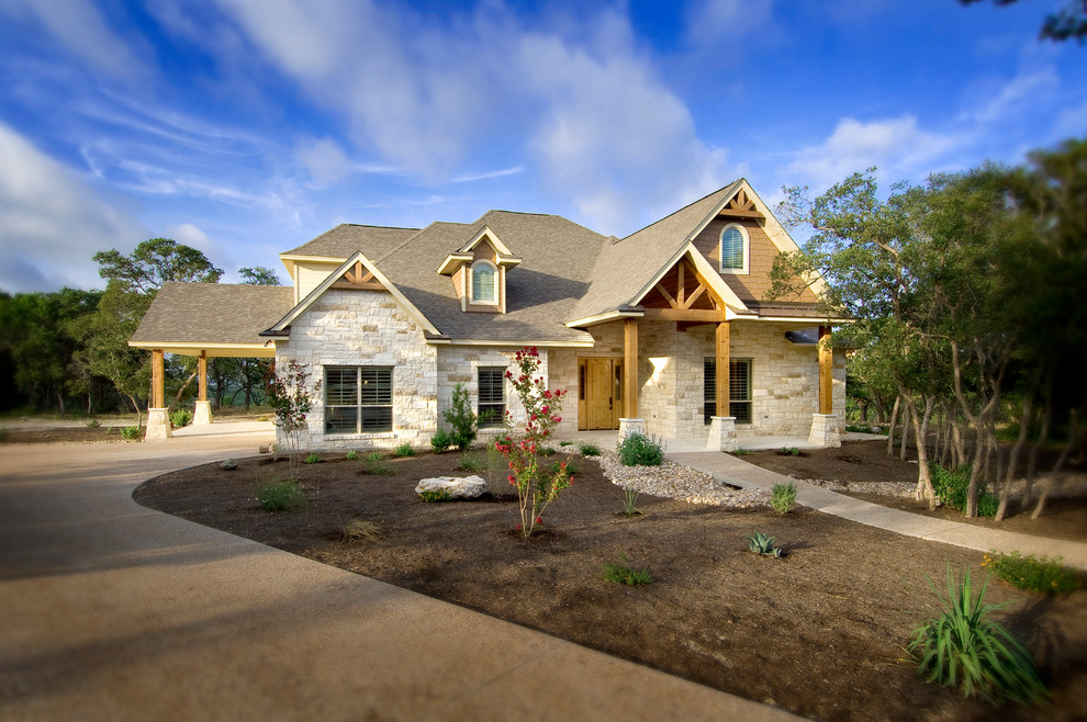 Example of a transitional exterior home design in Austin