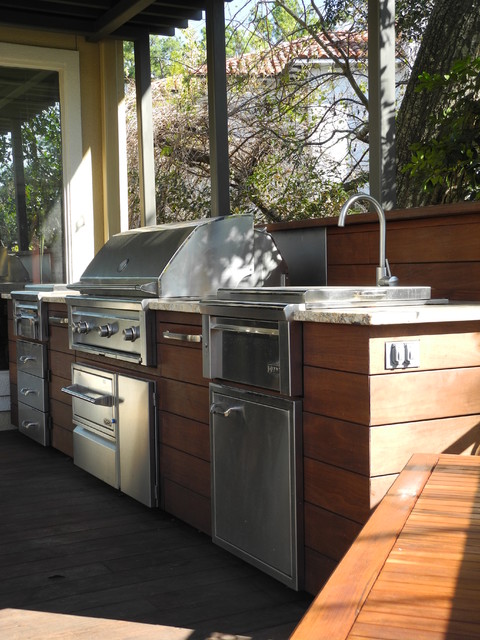 outdoor kitchen ipe deck - Contemporary - Exterior - Houston - by ...