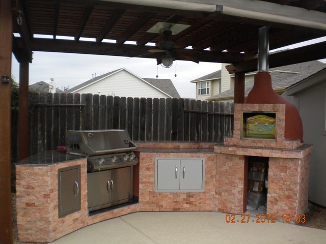 Outdoor Kitchen With Brick Wood Fired, Outdoor Oven Kitchen