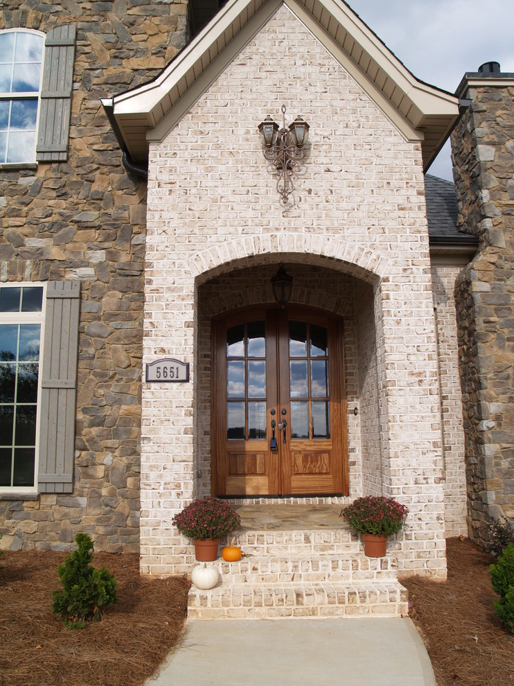 Oyster Pearl Oversize Tumbled Face Brick - Transitional - Exterior ...