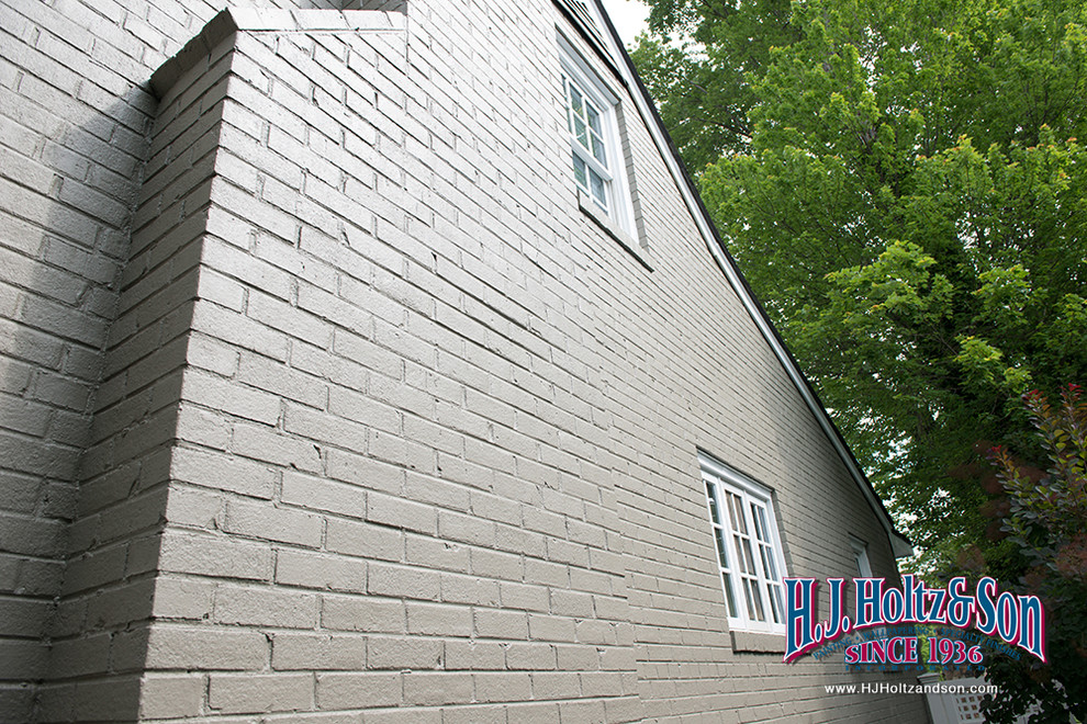 Painting Exterior Brick before and after Transitional Exterior