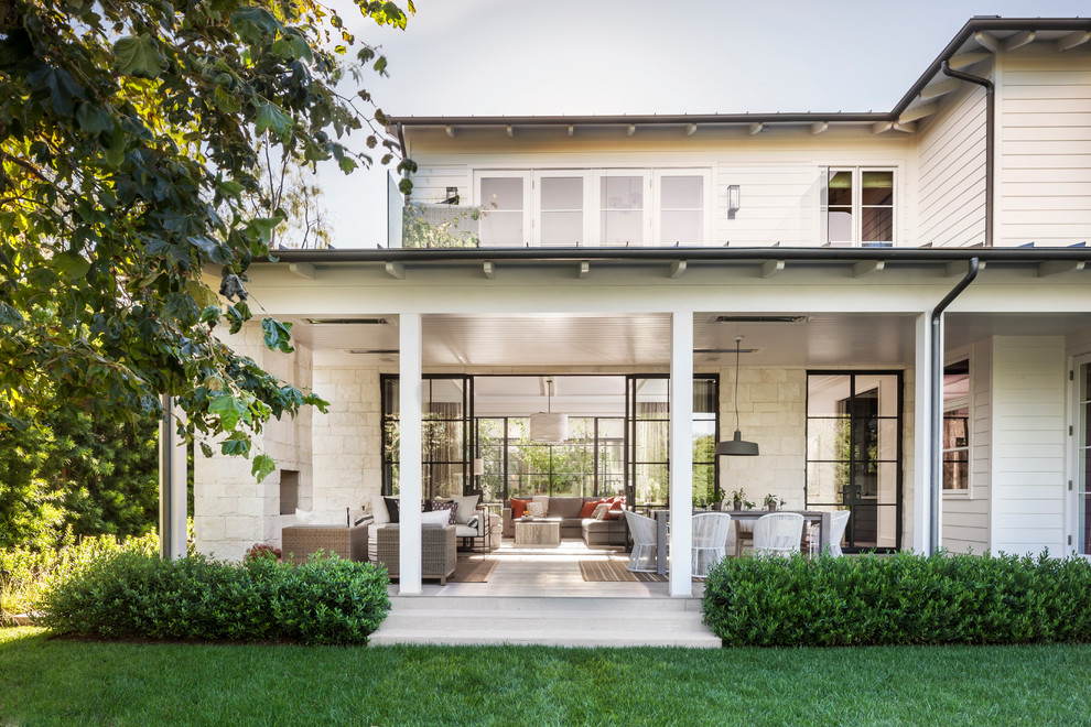 Transitional white two-story exterior home photo in Los Angeles