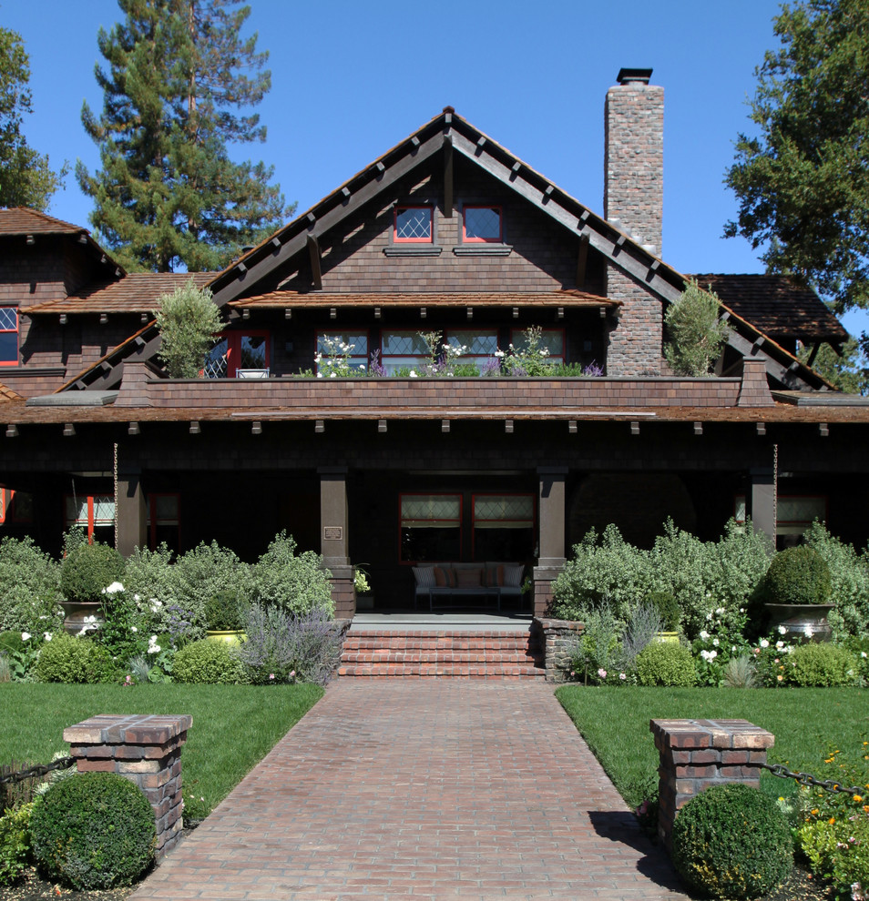 Craftsman two-story wood gable roof idea in San Francisco