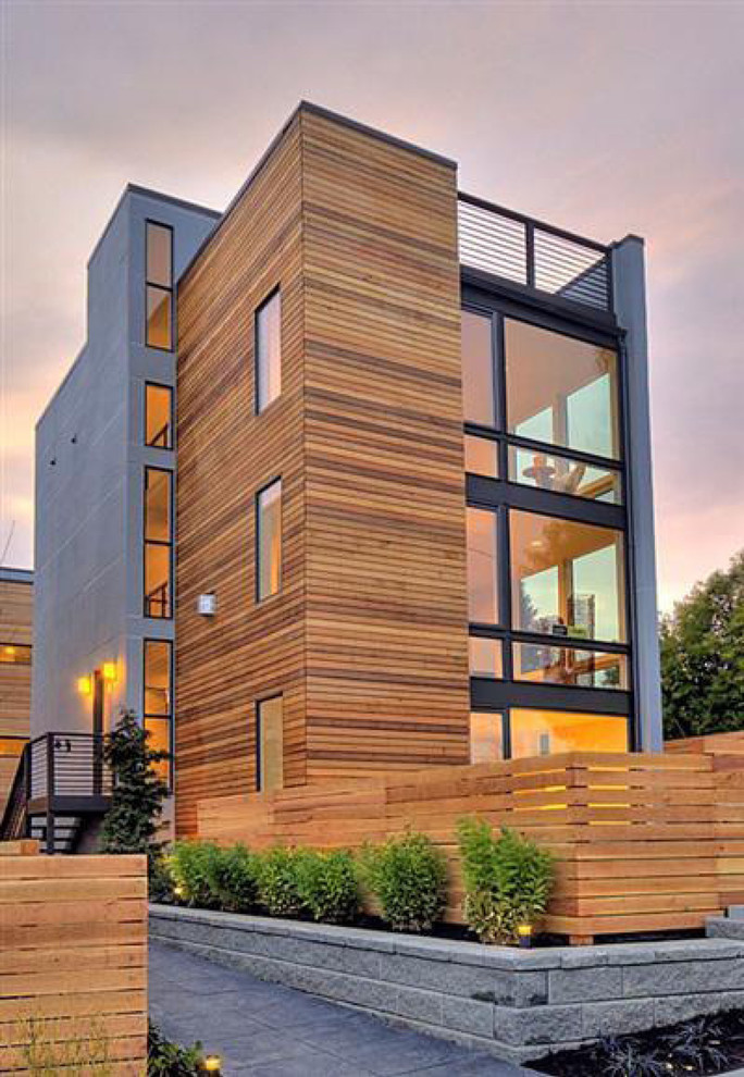 Design ideas for a modern house exterior in Seattle.