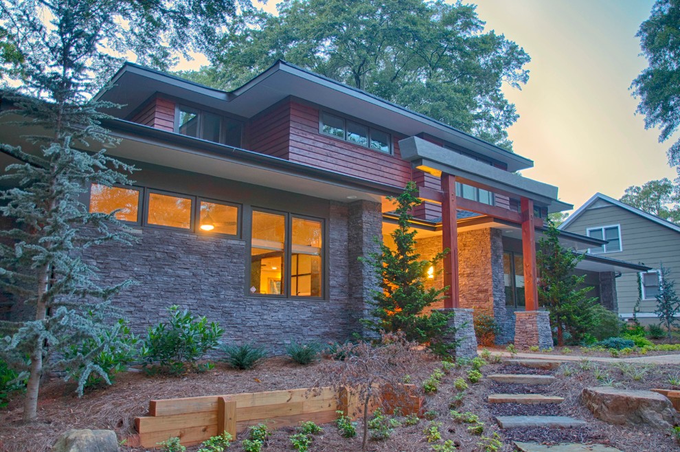 Design ideas for a world-inspired house exterior in Atlanta.
