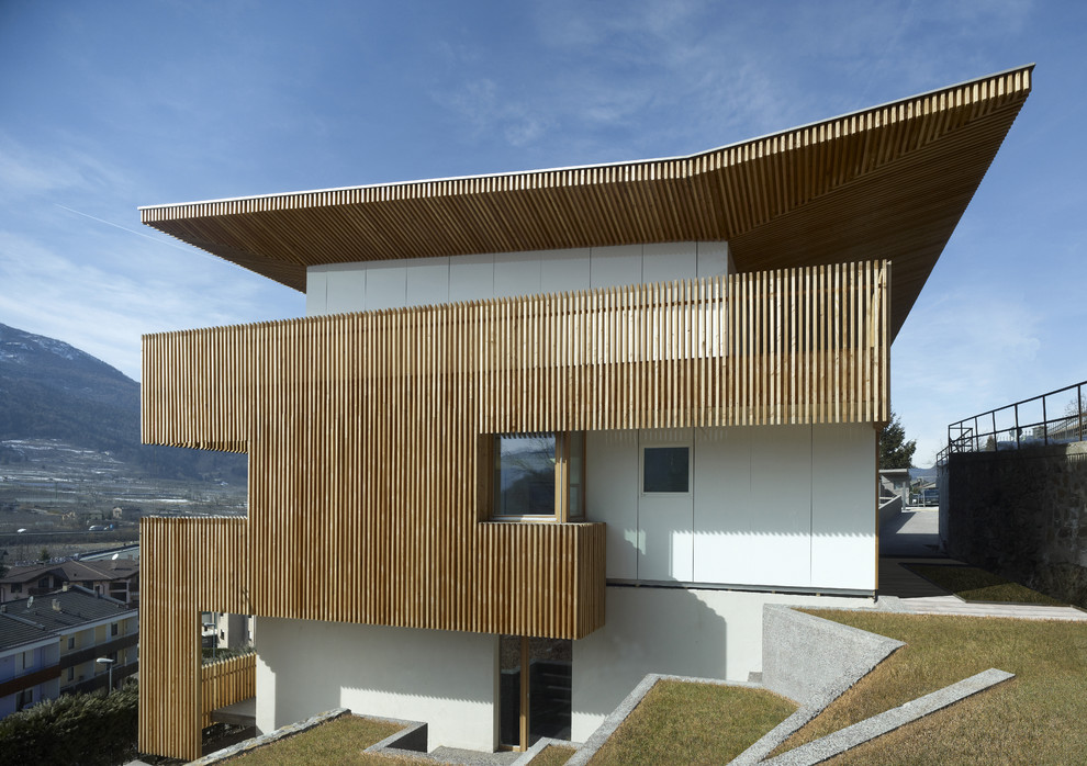 Идея дизайна: трехэтажный дом в современном стиле