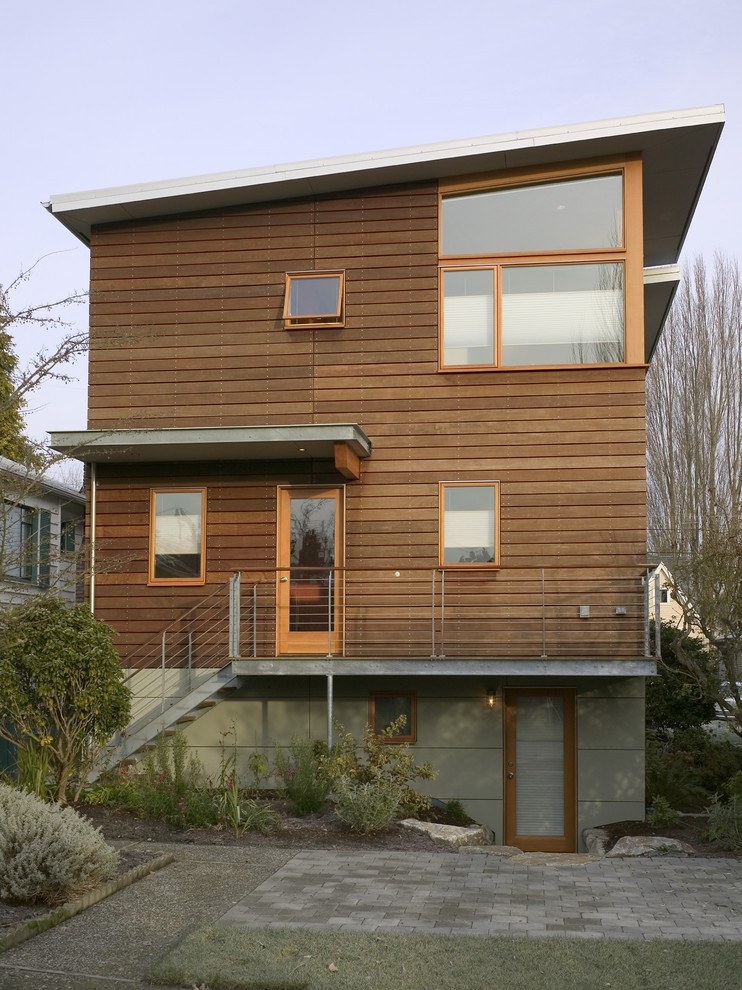 Trendy two-story exterior home photo in Seattle