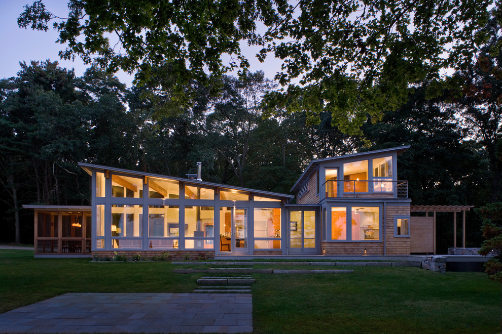 Design ideas for a contemporary house exterior in Providence.