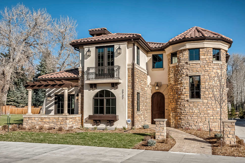Polo Club Custom Home Mediterranean Exterior Denver by Augusten