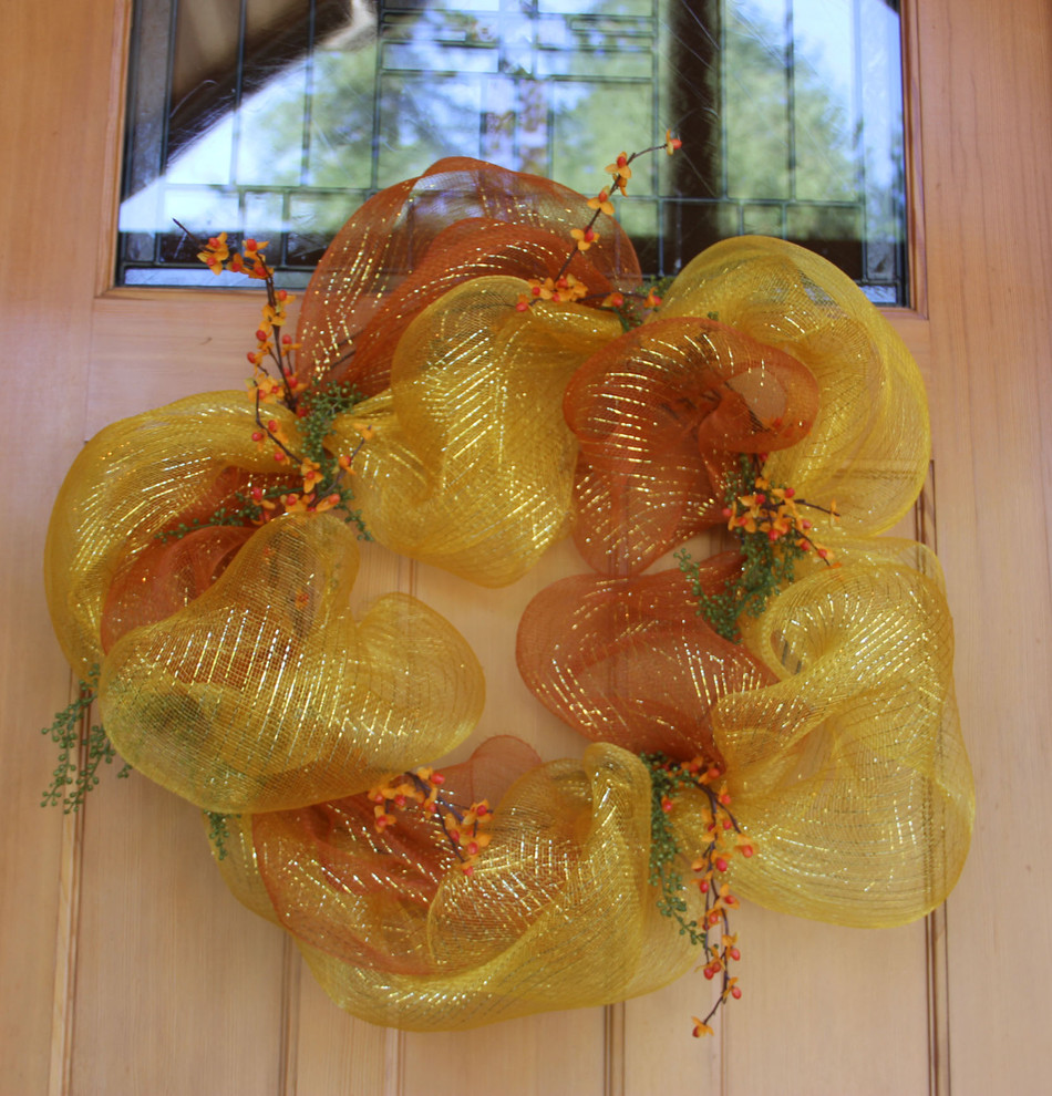 Poly Mesh Fall Wreath Traditional Exterior Seattle