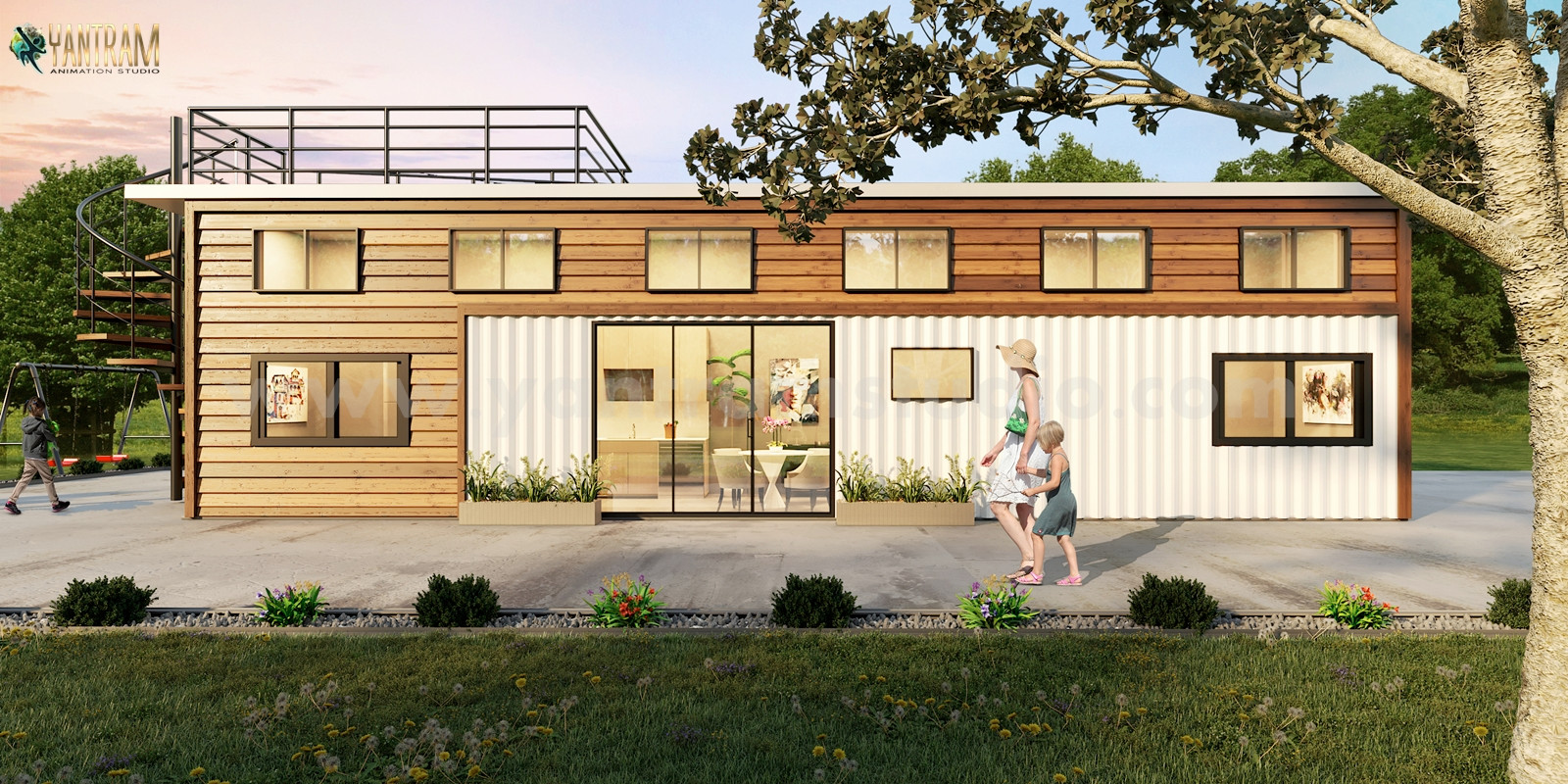 Popular Shipping Container House architectural rendering studio, Amsterdam  - Exterior - Amsterdam - by Yantram Animation Studio - Rendering Studio |  Houzz