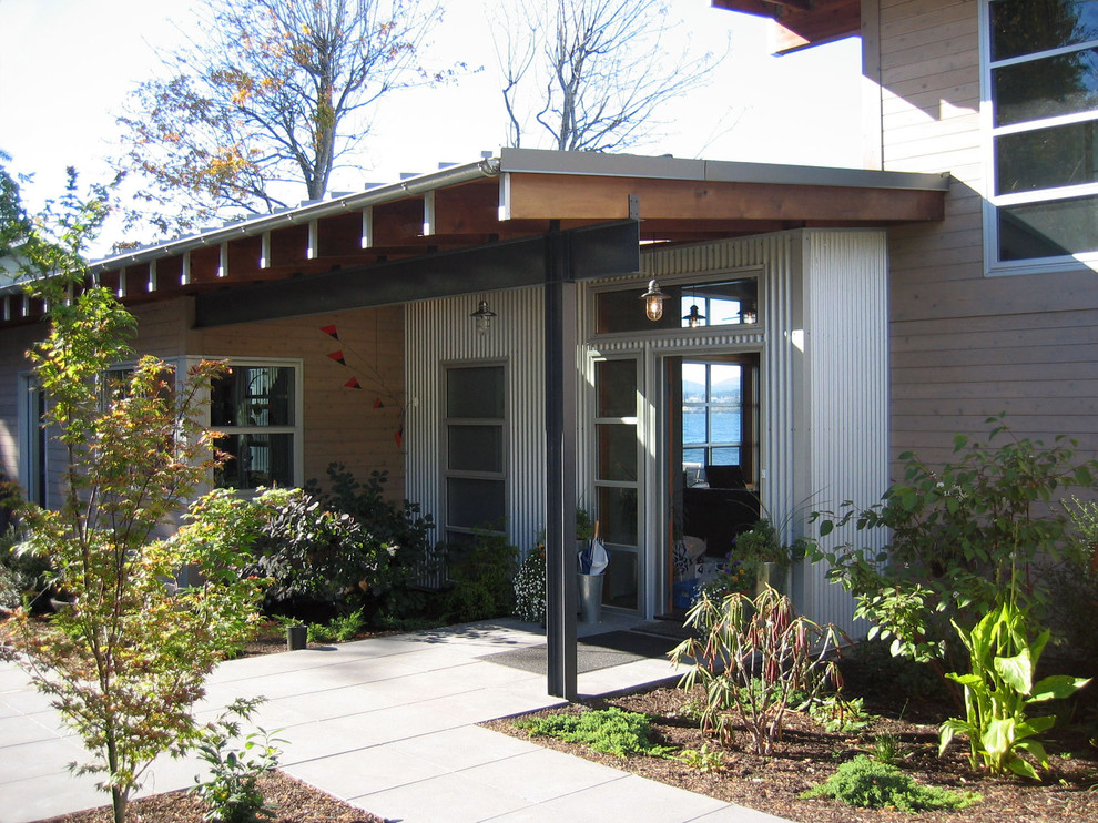 Urban house exterior in Seattle with metal cladding.