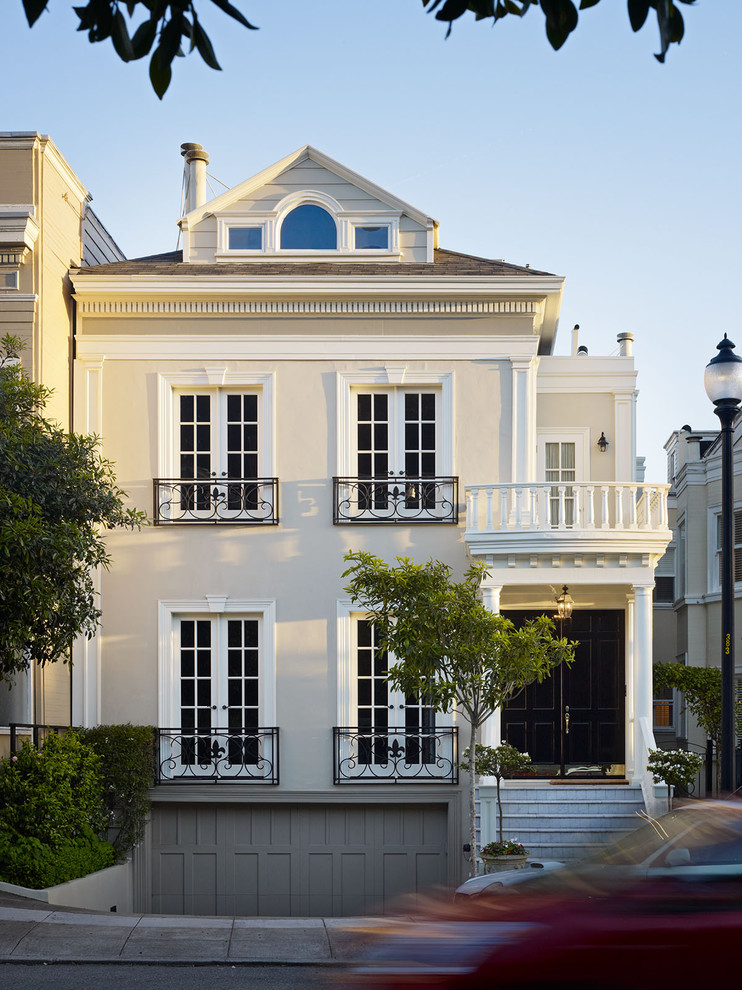 Large elegant three-story exterior home photo in San Francisco