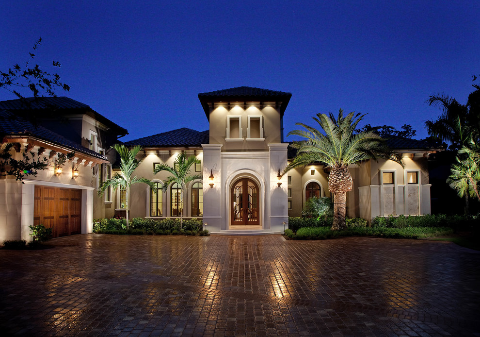 This is an example of a mediterranean house exterior in Miami.