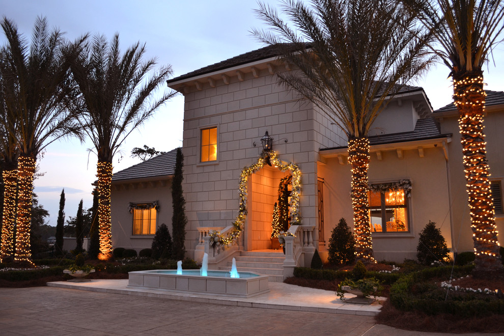 World-inspired two floor house exterior in New Orleans.