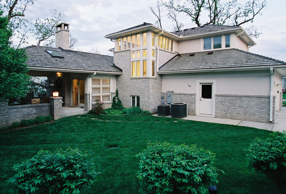 Example of a trendy two-story exterior home design in Kansas City